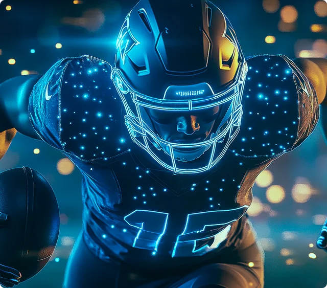 Football player with blue light effects