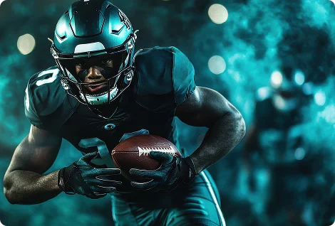 Football player in blue uniform